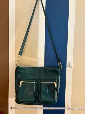 Time and Tru Dark Green Faux Pebbled Leather Faye Hobo Crossbody Bag